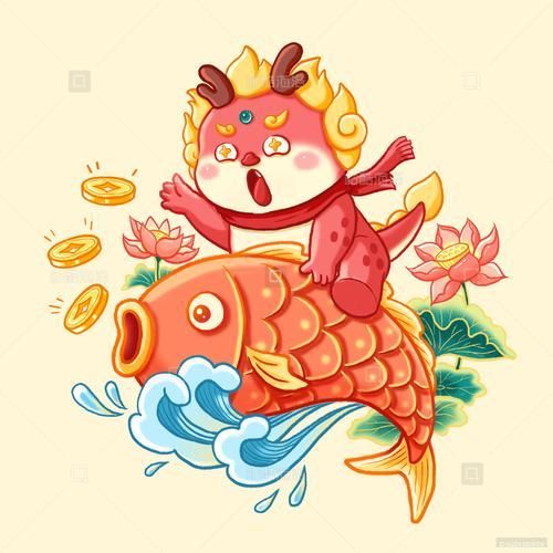 能否提供更多龍魚與吉祥物的搭配圖片