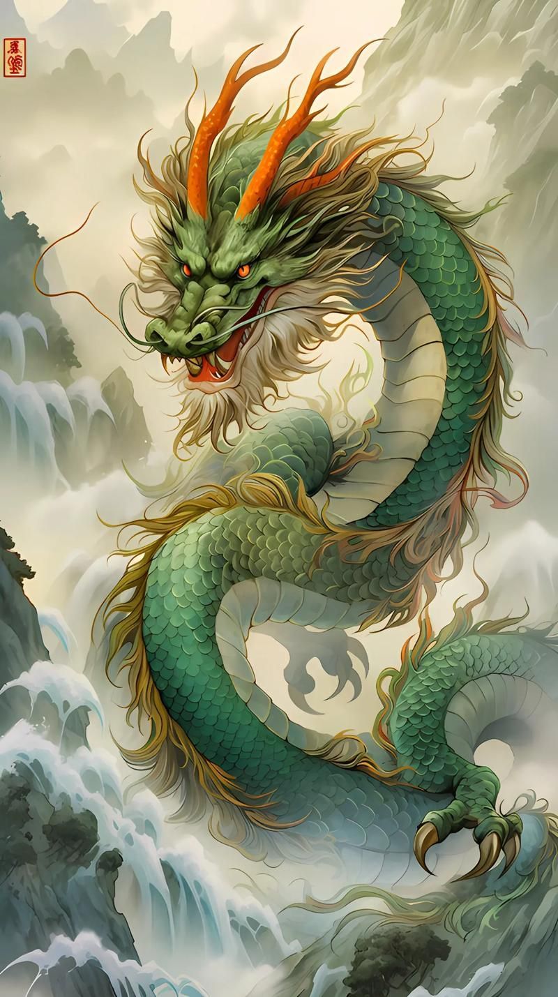 能否提供更多風格的龍圖片，《人物御龍圖》不同風格龍的特征對比表，你快速識別和選用