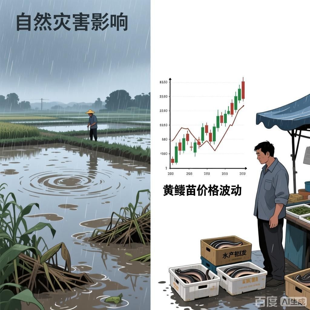 黃鱔苗價格波動原因，黃鱔苗價格波動對養(yǎng)殖戶有何影響4張圖表風格的插畫