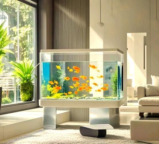 能否提供魚缸擺放的圖示示例，魚缸擺放圖示示例：客廳中心位置：將魚缸放在客廳的中央位置