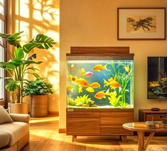 能否提供魚缸擺放的圖示示例，魚缸擺放圖示示例：客廳中心位置：將魚缸放在客廳的中央位置