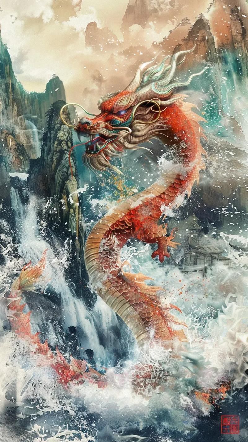 給我一些有龍有水的圖片素材，龍與水的結合是中國文化中常見的象征