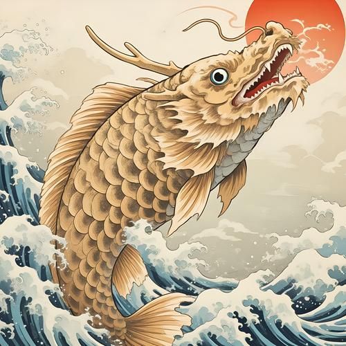 推薦一些金龍魚創意畫的參考圖片，金龍魚創意畫