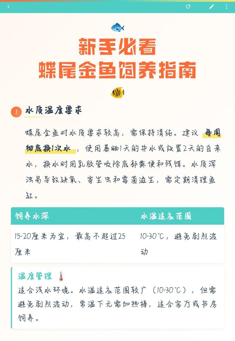 蝶尾金魚的飼養方法