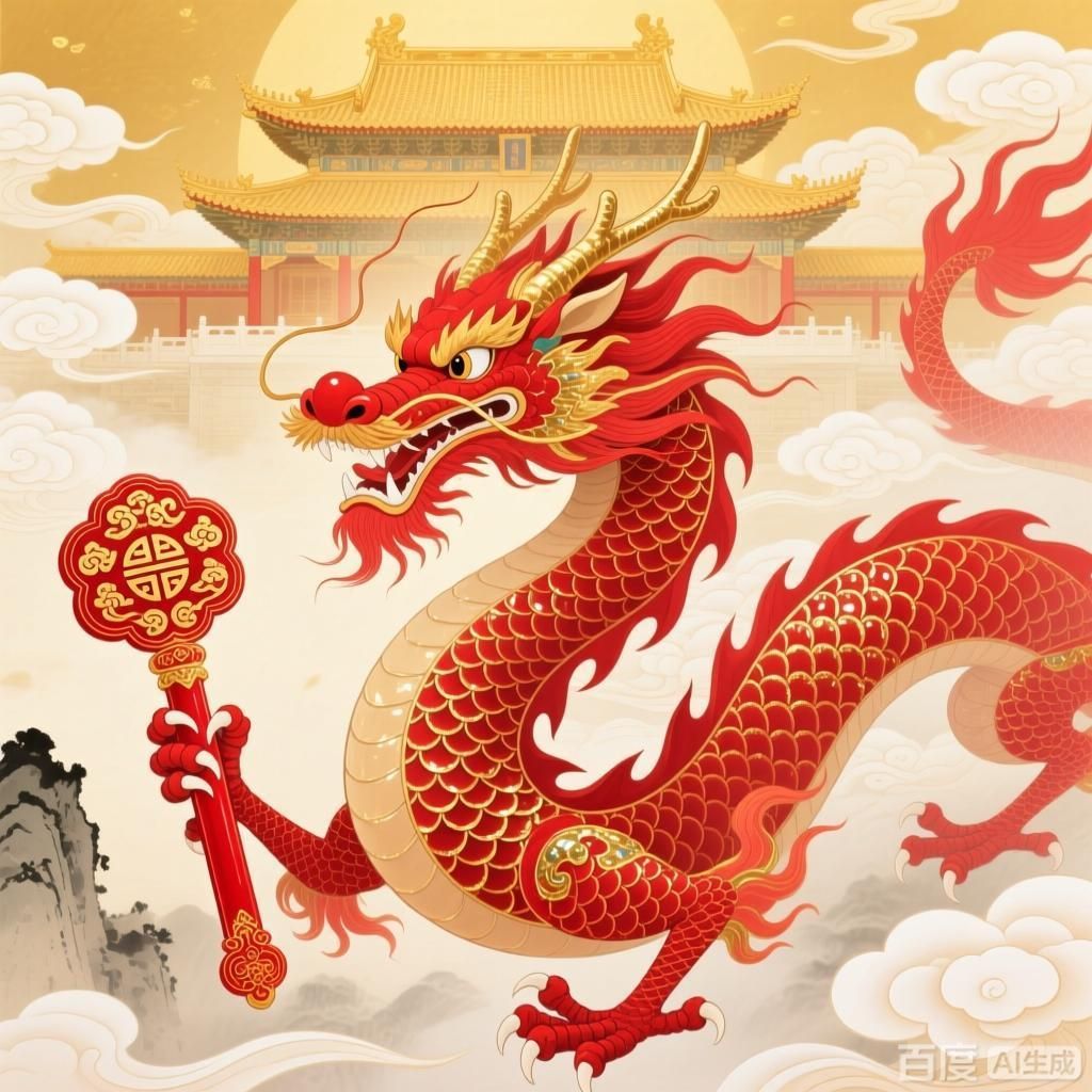 紅龍在不同文化中的寓意，四幅插畫呈現不同文化里的紅龍