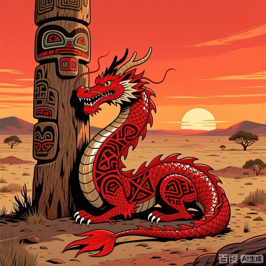紅龍在不同文化中的寓意，四幅插畫呈現不同文化里的紅龍