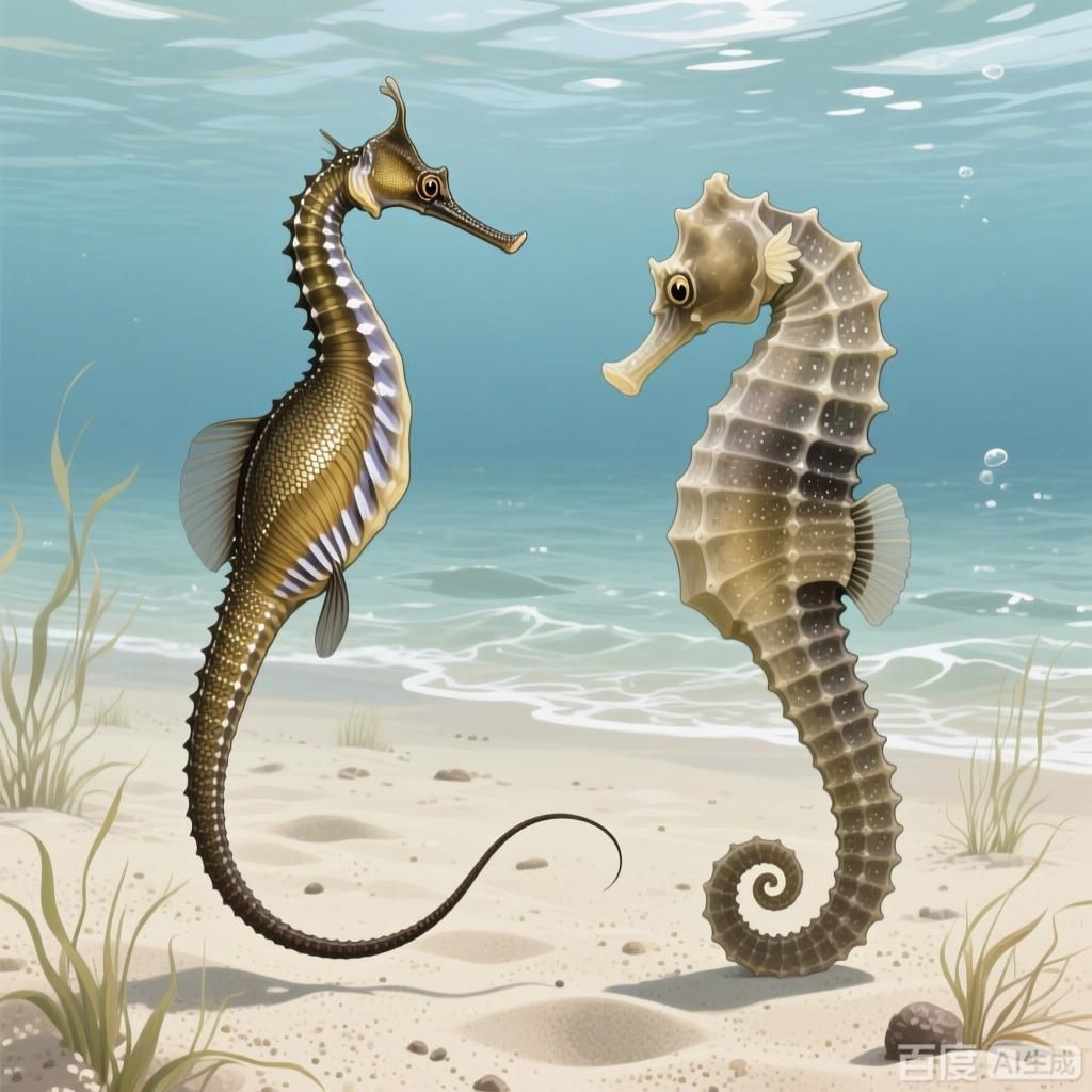 能給出更多海龍與海馬的差異點嗎，海龍與海馬在繁殖方式上的差異
