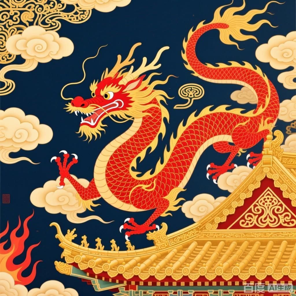 紅龍在哪些文化中有重要地位，四幅插畫分別展現(xiàn)不同文化中的紅龍形象