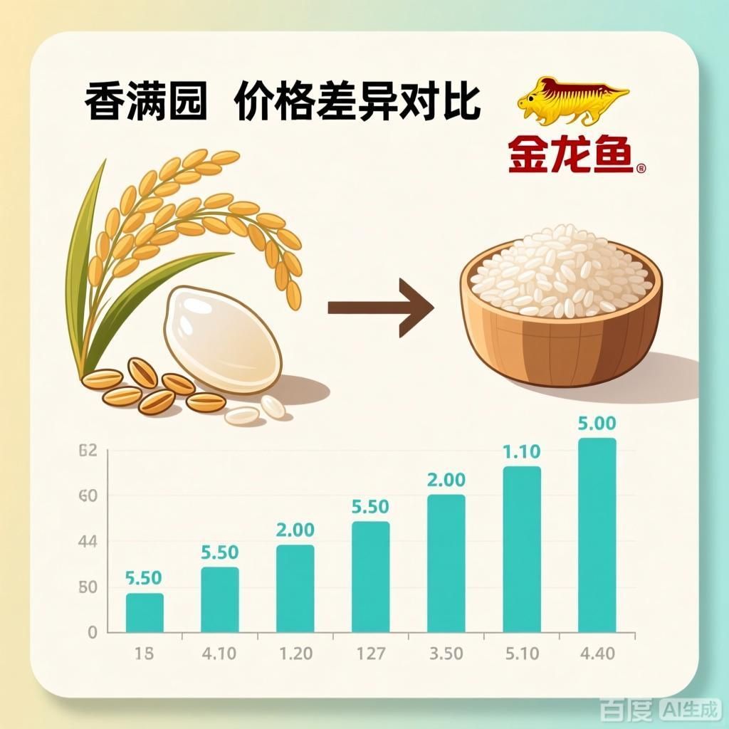 香滿園和金龍魚大米的價格差異大嗎？
