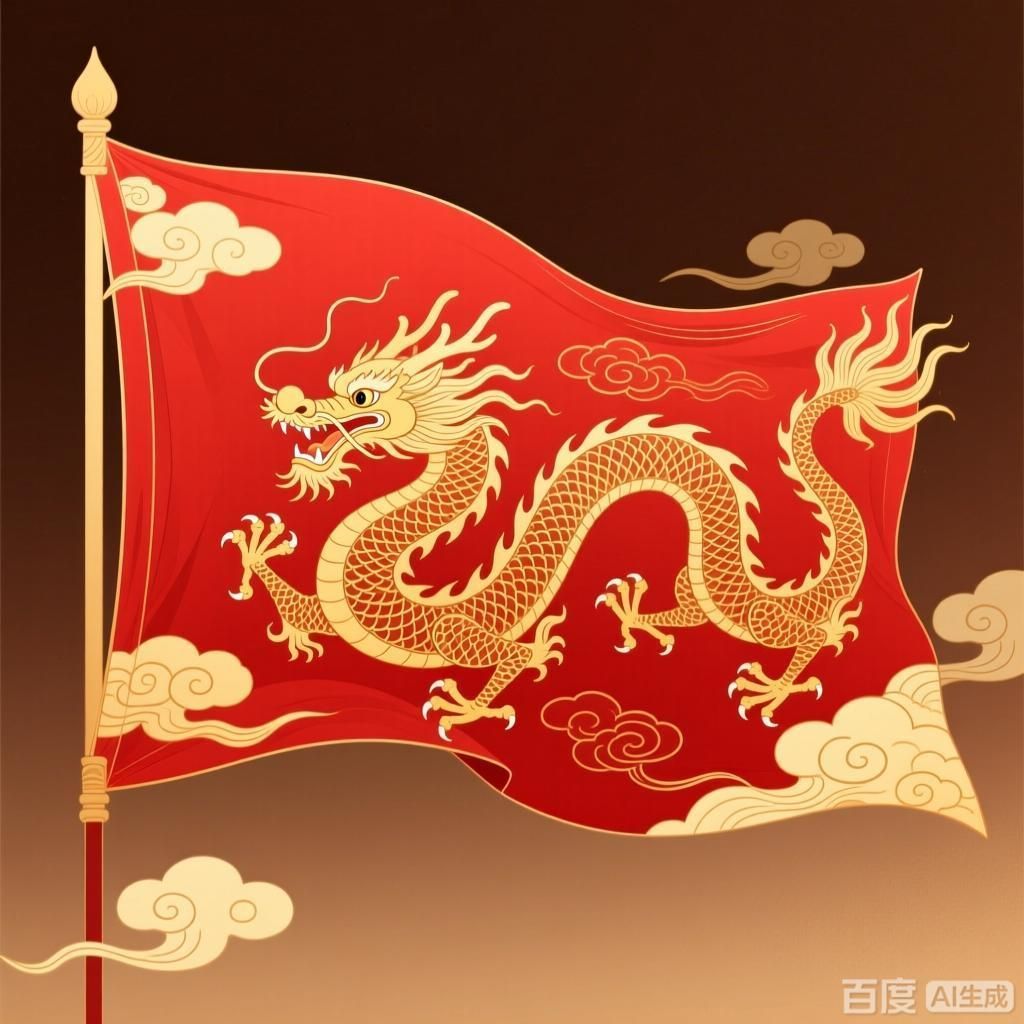 詳細解釋紅龍旗的設計元素和象征意義，紅龍旗的設計元素和象征意義