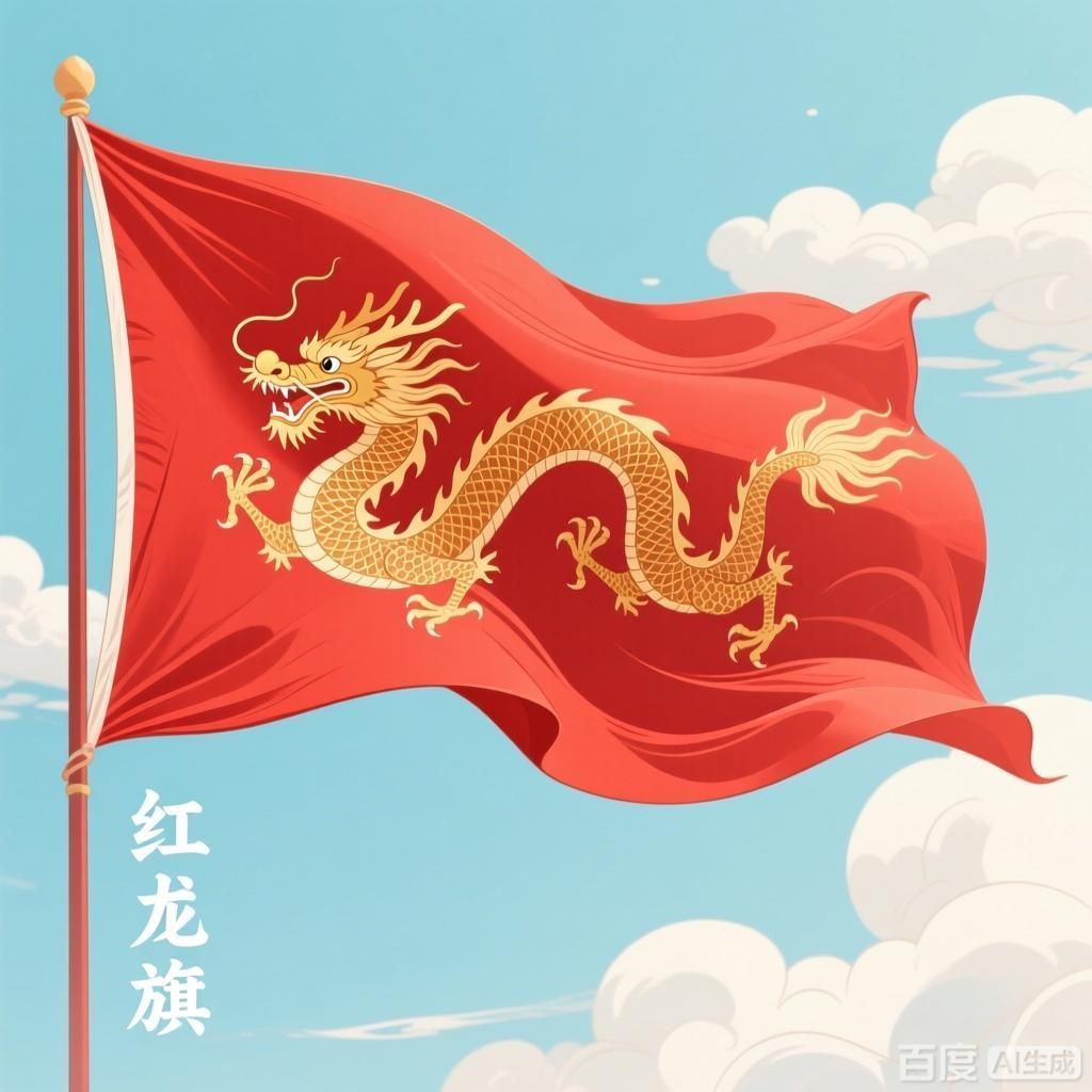 詳細解釋紅龍旗的設計元素和象征意義，紅龍旗的設計元素和象征意義