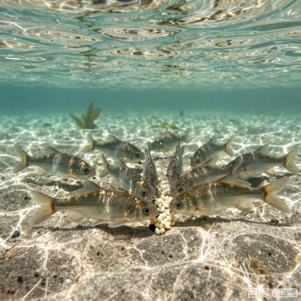 能提供更多關于魚類啄食魚卵的圖片嗎，能否提供更多關于魚類啄食魚卵的圖片
