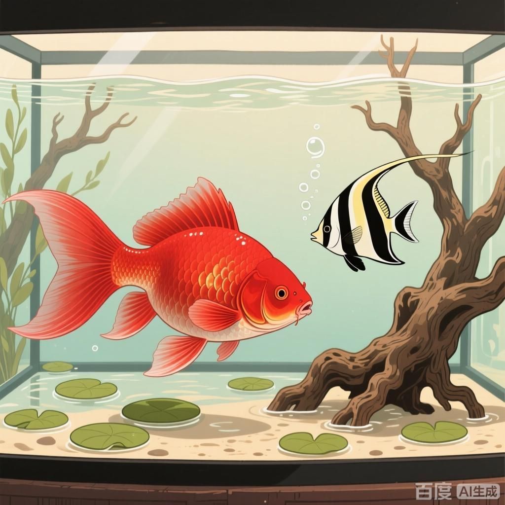 如何選擇適合龍魚的配魚，如何選擇適合龍魚的配魚,四張圖均圍繞龍魚與適配配魚的混養場景展開