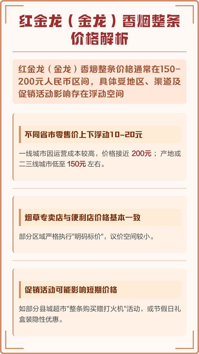 紅金龍香煙的市場(chǎng)價(jià)格如何，2025年金龍香煙整條價(jià)格一覽金金探水貝2025年金龍香煙整條價(jià)格一覽
