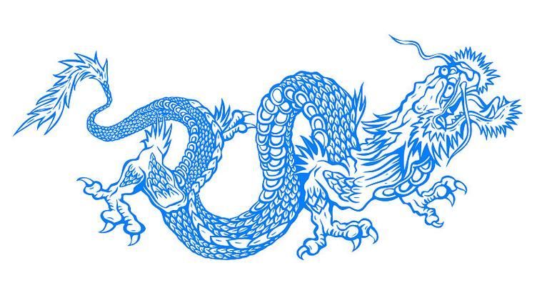 能否提供古典藍龍與金龍的圖片，古典藍龍與金龍在藝術中有哪些表現