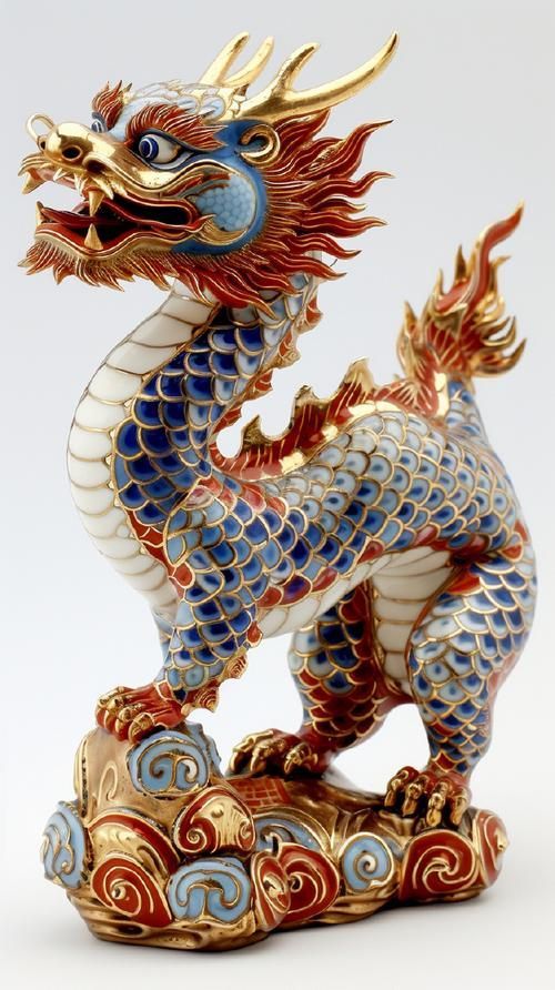能否提供古典藍龍與金龍的圖片，古典藍龍與金龍在藝術中有哪些表現