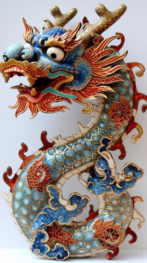 能否提供古典藍龍與金龍的圖片，古典藍龍與金龍在藝術中有哪些表現