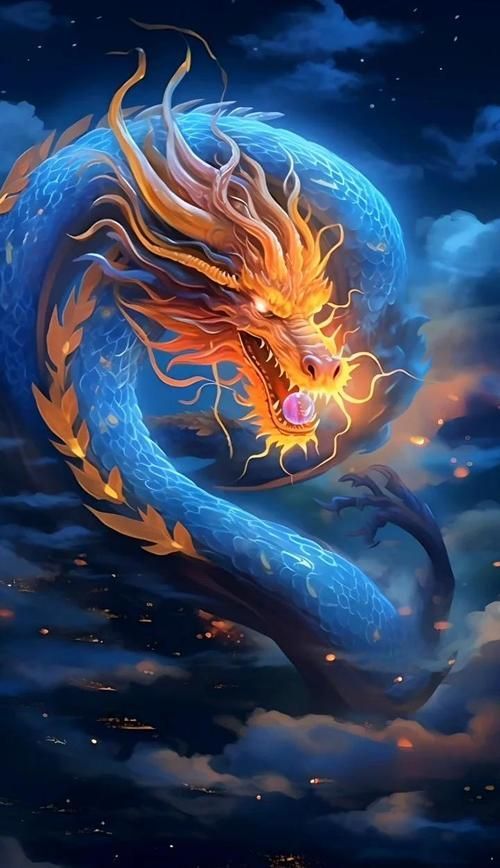能否提供古典藍龍與金龍的圖片，古典藍龍與金龍在藝術中有哪些表現