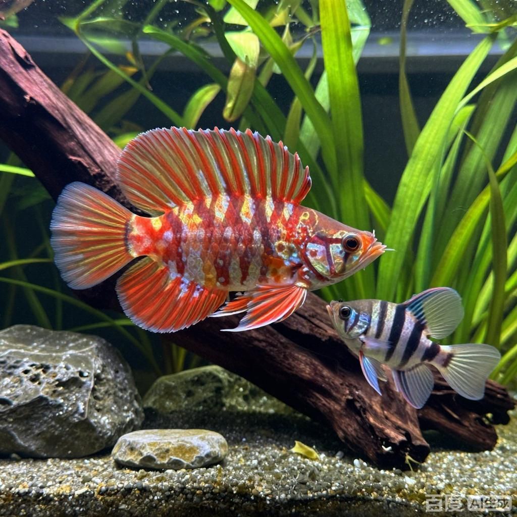 給我一些關于雷龍魚的有趣事實，四張圍繞雷龍魚的趣味科普插畫