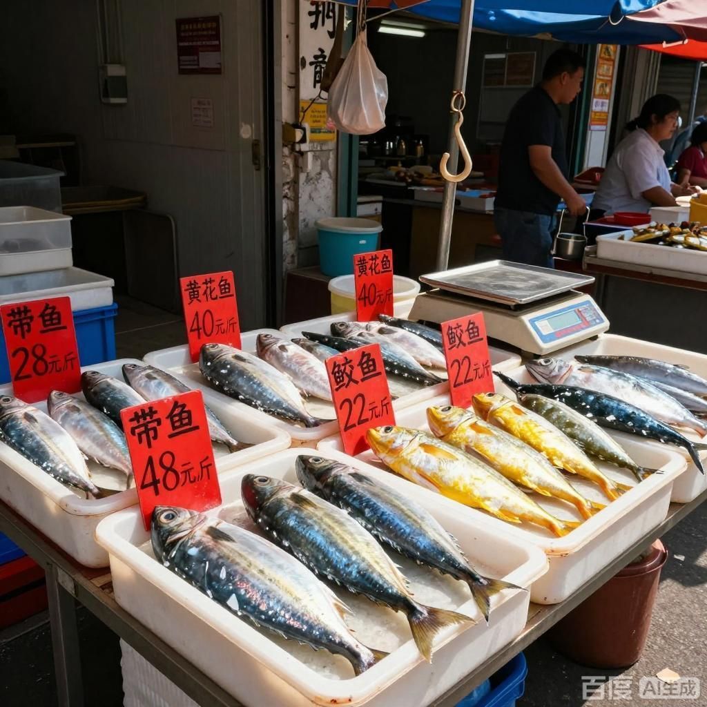 這些魚的市場價(jià)格大概是多少，淡水魚市場價(jià)格大概是多少四張圖均為水產(chǎn)市場場景
