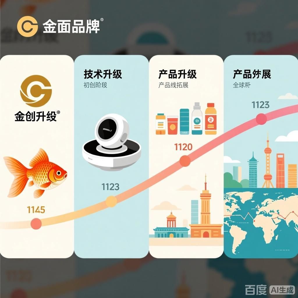 金龍魚品牌的歷史和發展，金龍魚品牌歷史發展歷程四張圖圍繞金龍魚品牌歷史發展