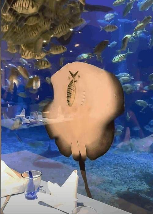 魔鬼魚吃人的照片【“魔鬼魚吃同事”事件實為誤傳，海洋館回應稱是誤食】