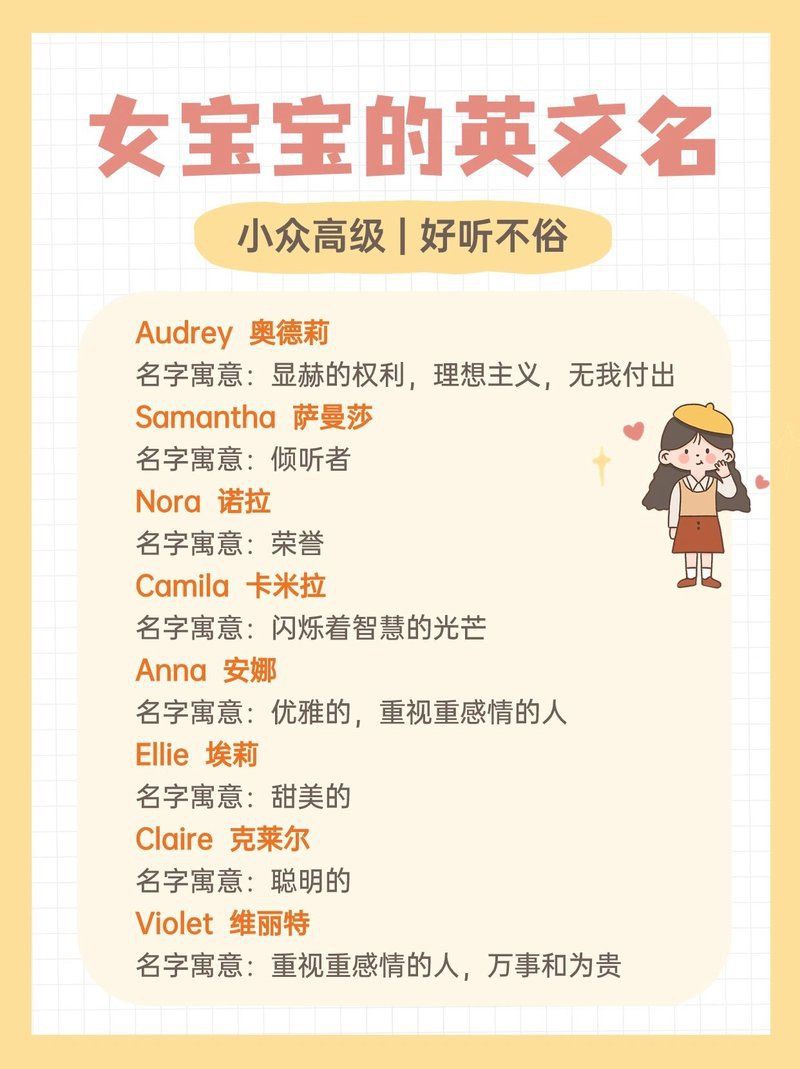 好聽稀少的英文名女，《好聽稀少的英文名女》在為女孩挑選英文名時