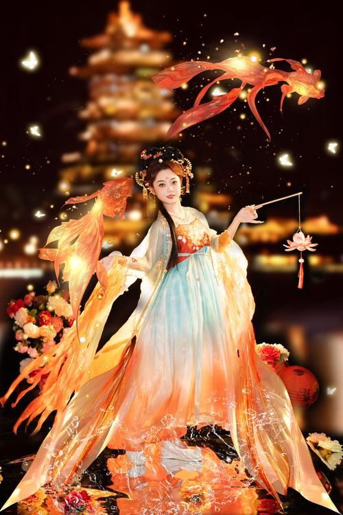 古風(fēng)錦鯉女孩圖片，《古風(fēng)錦鯉女孩圖片》