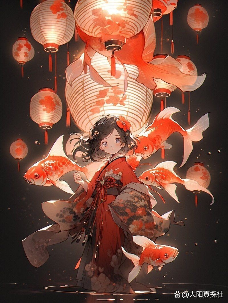 古風(fēng)錦鯉女孩圖片，《古風(fēng)錦鯉女孩圖片》