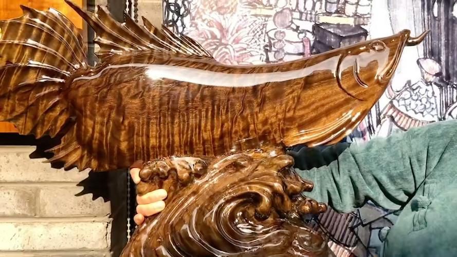 給我推薦一些高清的金龍魚木雕圖片，金龍魚木雕圖片