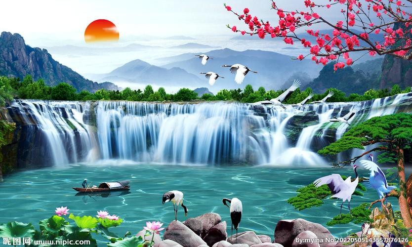 八方聚財山水圖片，“八方聚財山水圖片”是一類融合傳統(tǒng)吉祥寓意與自然美景的創(chuàng)作
