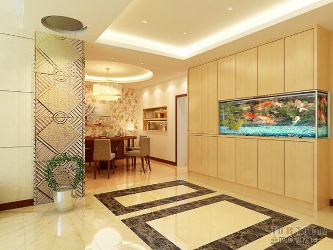 入戶魚缸玄關效果圖，入戶魚缸玄關的設計效果圖和注意事項和注意事項