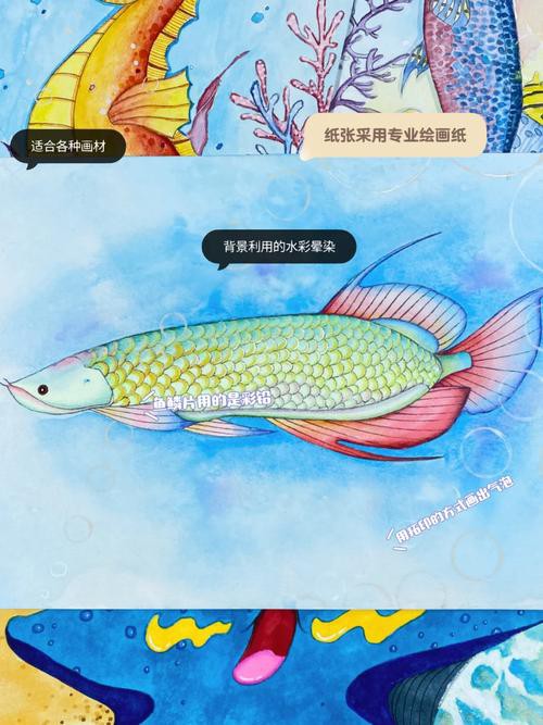 水彩金龍魚