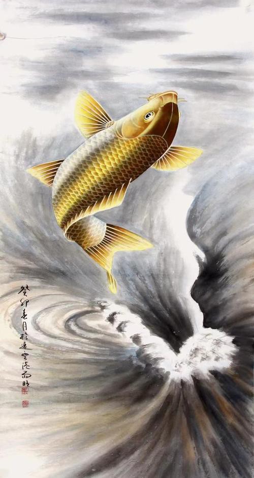 國畫金龍魚圖片大全大圖欣賞高清