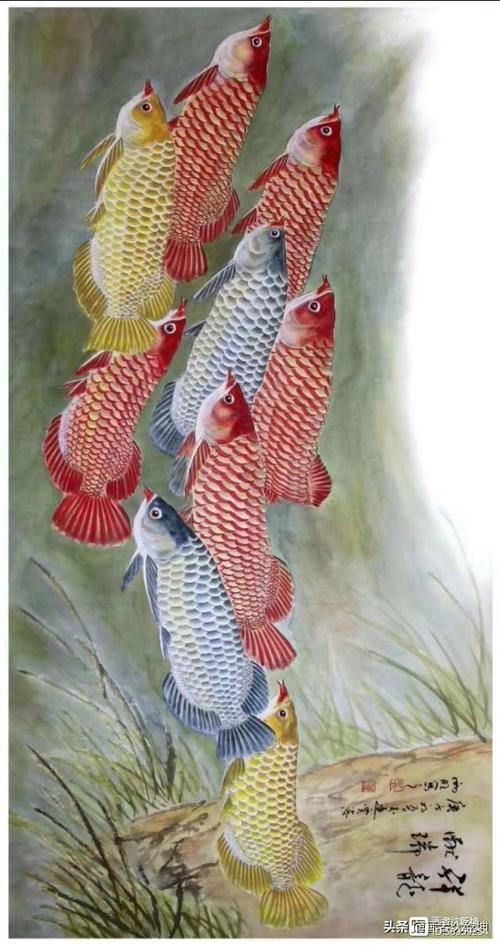 寫意國畫金龍魚圖片高清