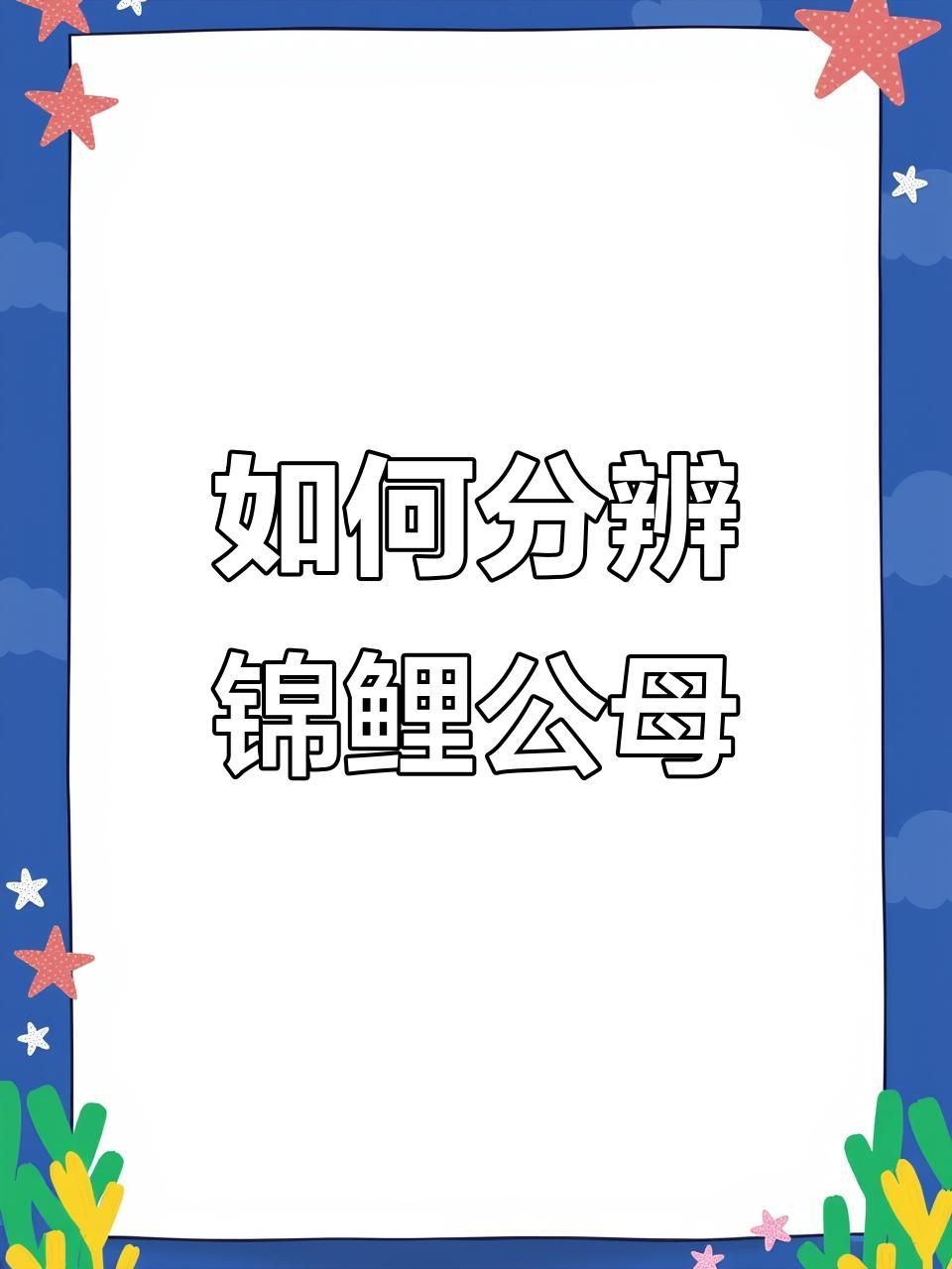 錦鯉怎么分辨公母