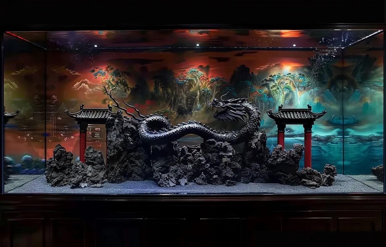 金龍魚魚缸背景圖片大全