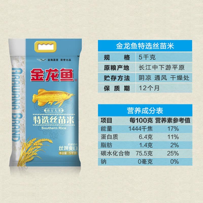 金龍魚(yú)特選絲苗米5kg（金龍魚(yú)特選絲苗米）