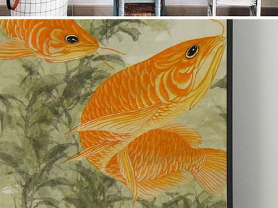 金龍魚手繪效果圖：現(xiàn)代藝術(shù)中的金龍魚，傳統(tǒng)金龍魚圖案欣賞